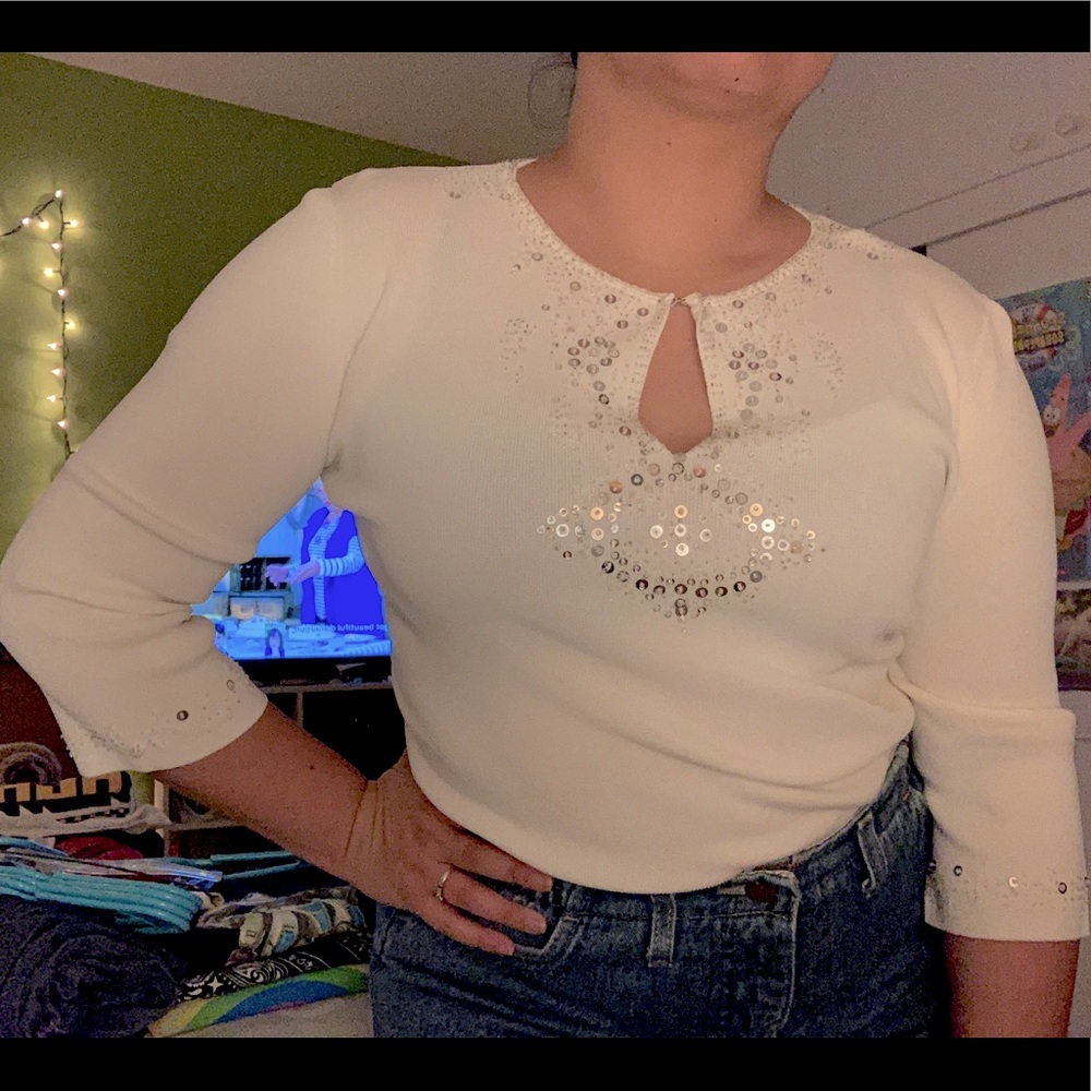 Joseph A. 3/4 sleeve white blouse